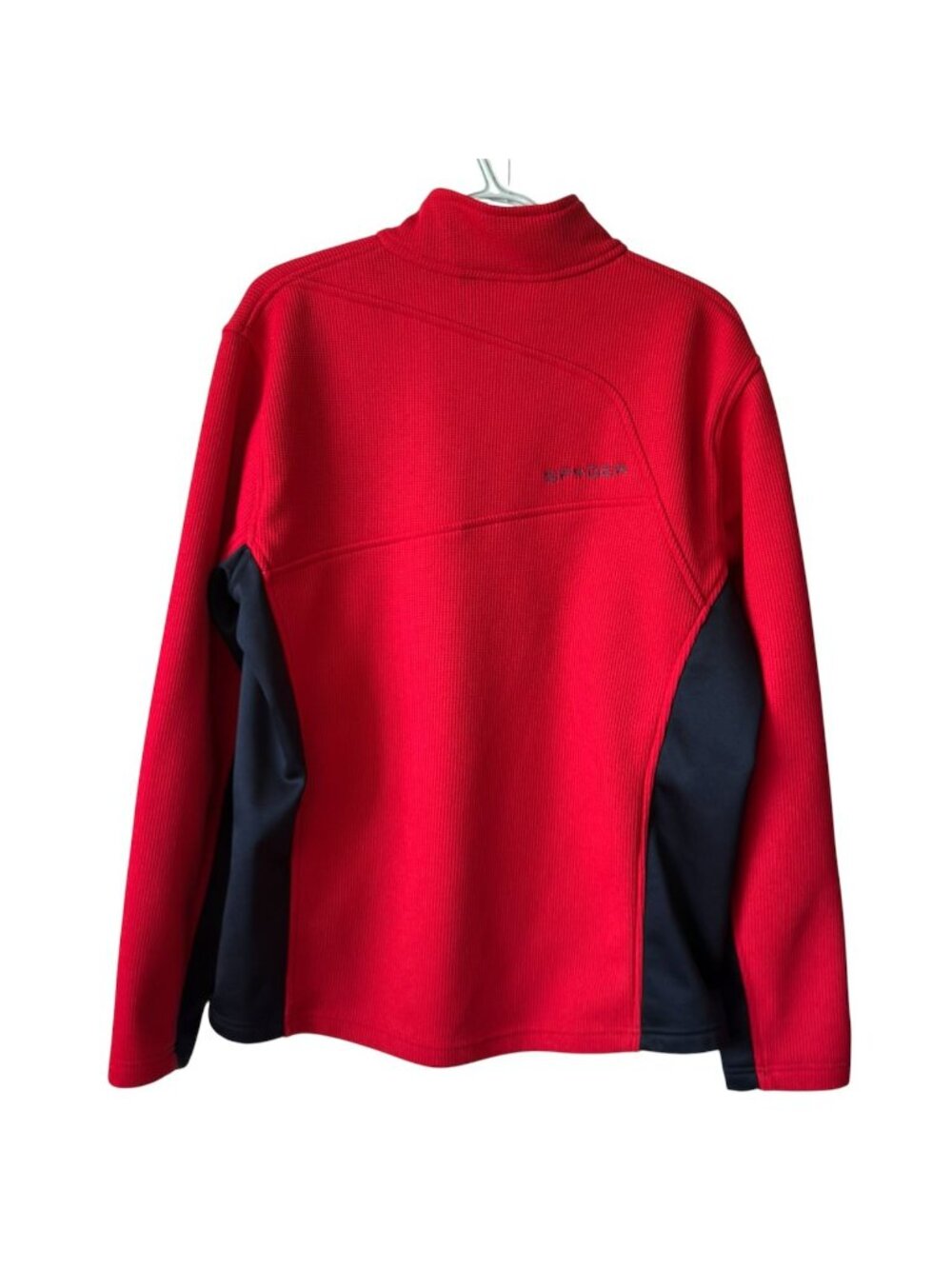 Spyder Men's Large Red & Black Pullover Bandit Half Zip Sweater Waffle Logo - Picture 12 of 16